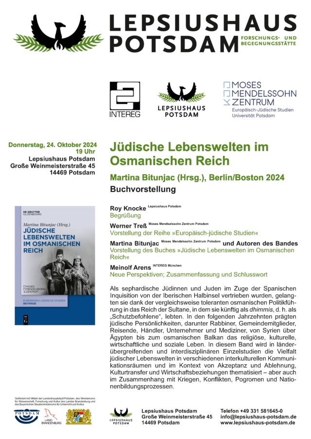 Flyer_Buchvorstellung_Jüdische Lebenswelten im Osmanischen Reich, Lepsiushaus